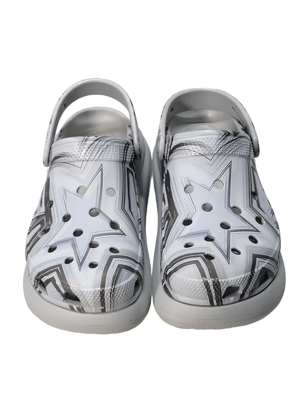 Crocs Classic Crush White Black Iconic Comfort Clog Slides Woman’s 8 Mens 6